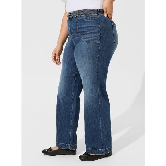 Torrid High-Rise Wide Leg Vintage Stretch Jeans Women’s Sz 20 Short Blue Denim - Picture 4 of 14